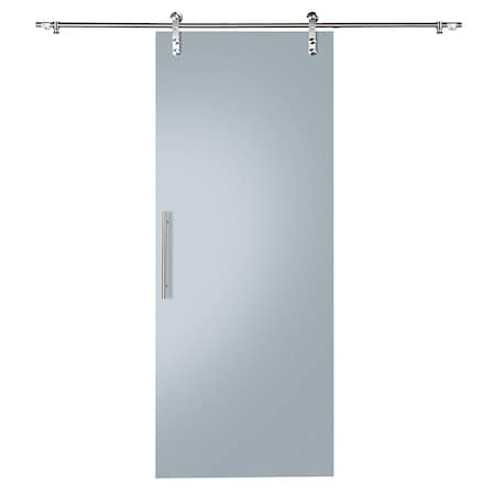 Renin Glacier Frosted Glass Barn Door with Installation Hardware Kit 33 in. KMGLGCF-33BN
